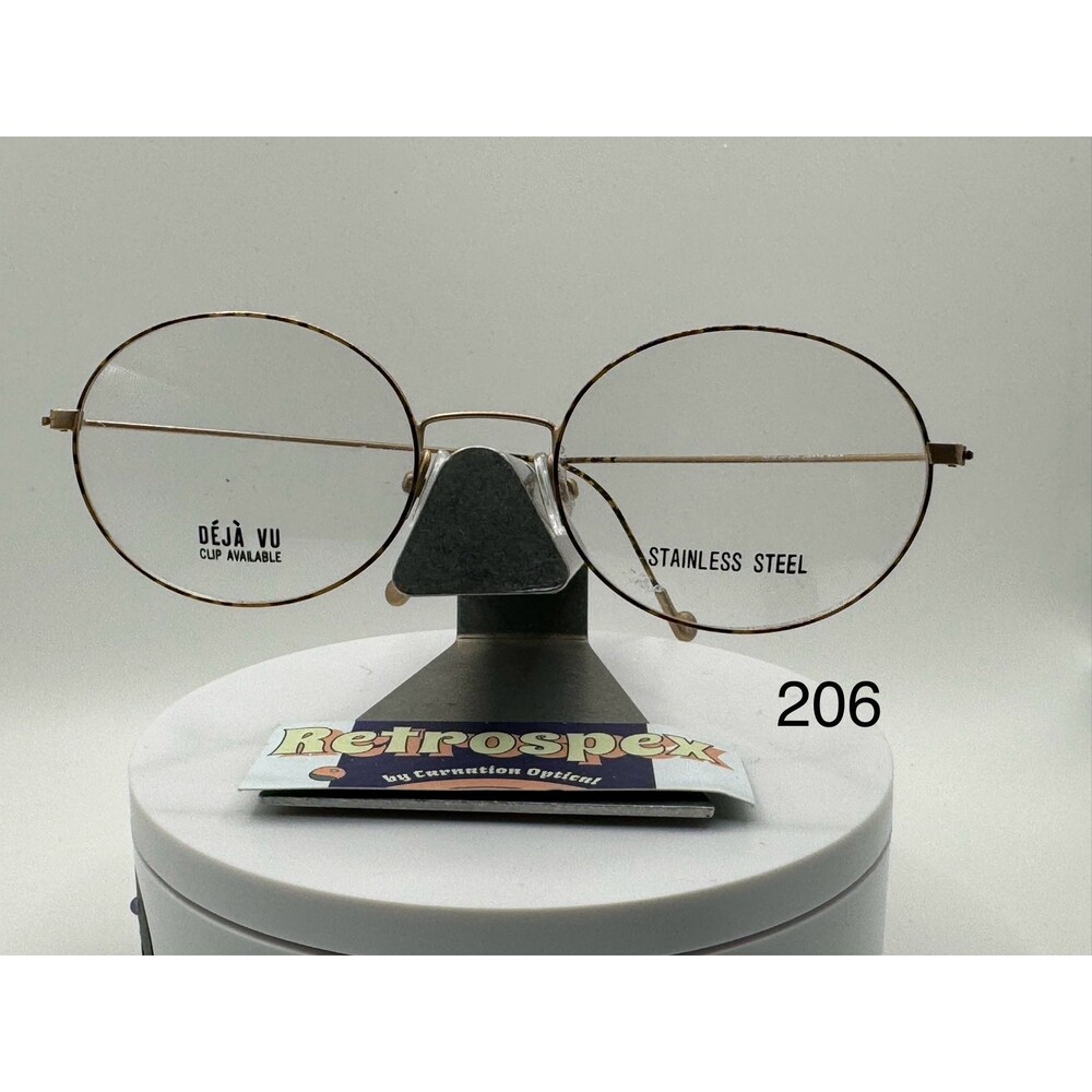 True Vintage Eyeglasses NOS Round Oval Original Demo Lens Deja Vu 836 Amber Gold